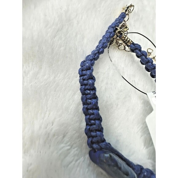 NEW Free People Sweet Carolina Choker Necklace Blue Lapis Bohemian Macrame 70s - Picture 4 of 4